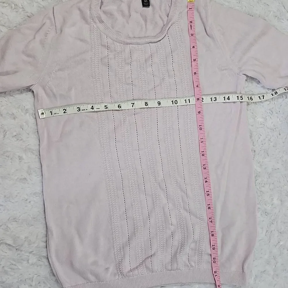 Banana Republic Pastel Lilac Pale Purple Crewneck Sweater Eyelet Size XS
